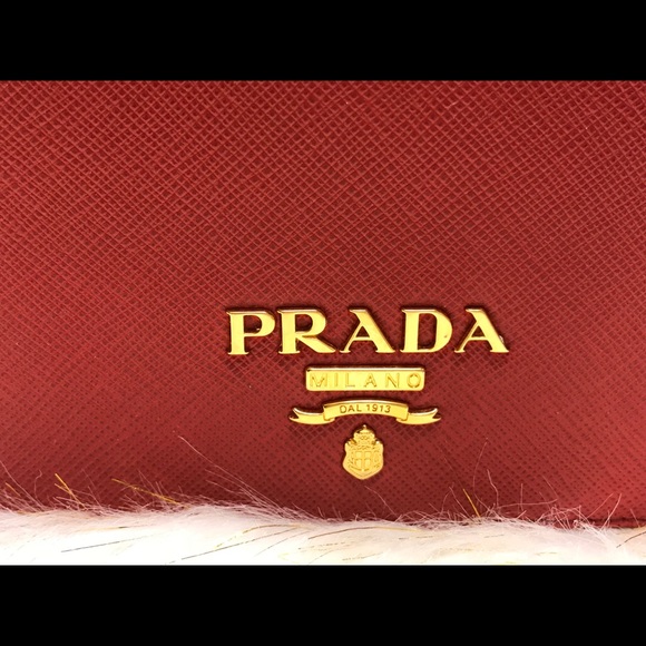 Prada Luxe Saffiano Leather Chain Wallet Red - Picture 6 of 8